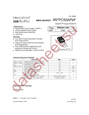 IRFPC50APBF datasheet  